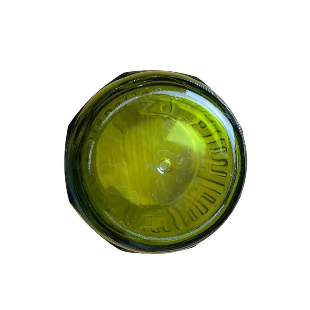 1970s Green Glass Planter Embossed Vintage Avocado Retro 4.5